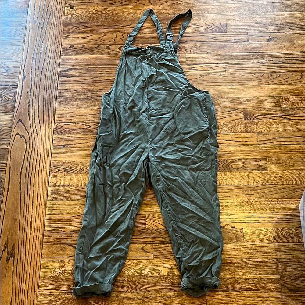 Maternity Luxe Essentials Denim Olive Green Jumpsuit Size Small